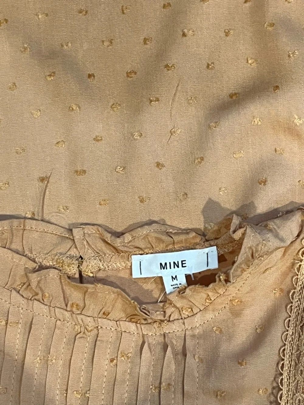 mine Peach Ruffle-Sleeve Swiss Dot Blouse - Picture 5 of 5